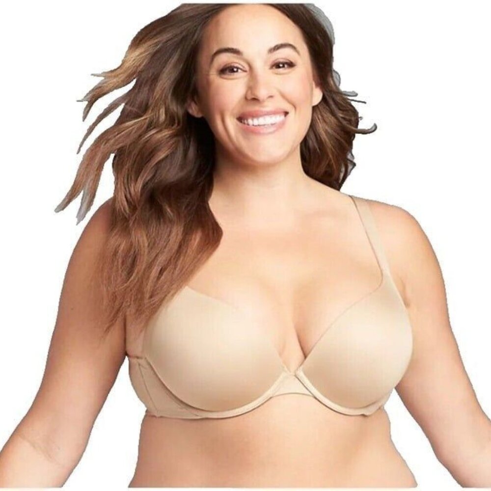 Lane Bryant Cacique Bra Smooth Boost Plunge Plus Size 40DD Cafe Mocha